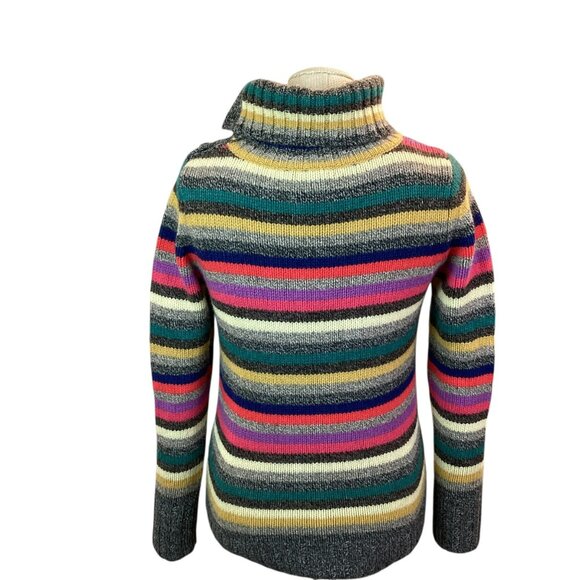Vintage Gap Retro Y2K Sweater Medium Striped Knit Turtleneck Lambswool - Picture 6 of 13